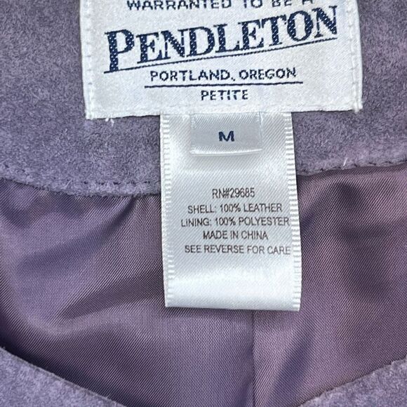 Pendleton Leather Jacket vintage Women's Purple Suede Size Medium button up - Picture 10 of 11